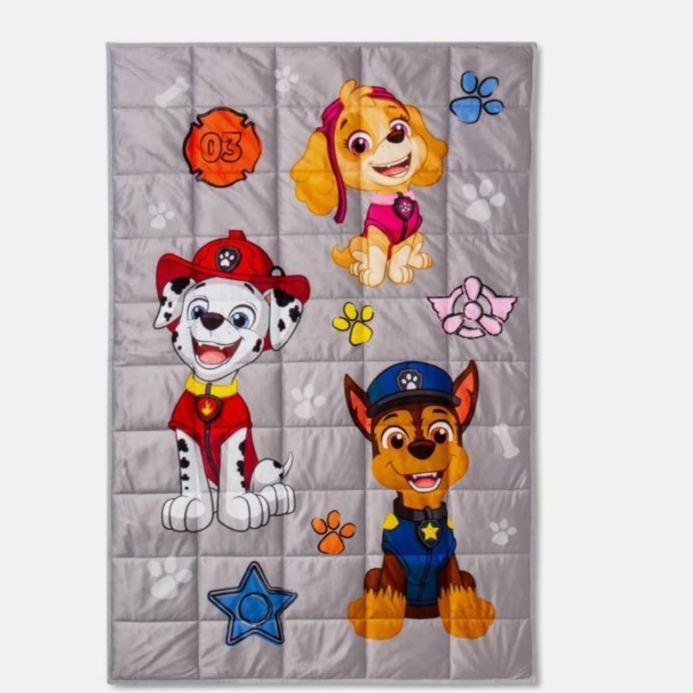 Nickelodeon Paw Patrol Gray Blanket with Red, Blue, Yellow, Pink, Orange